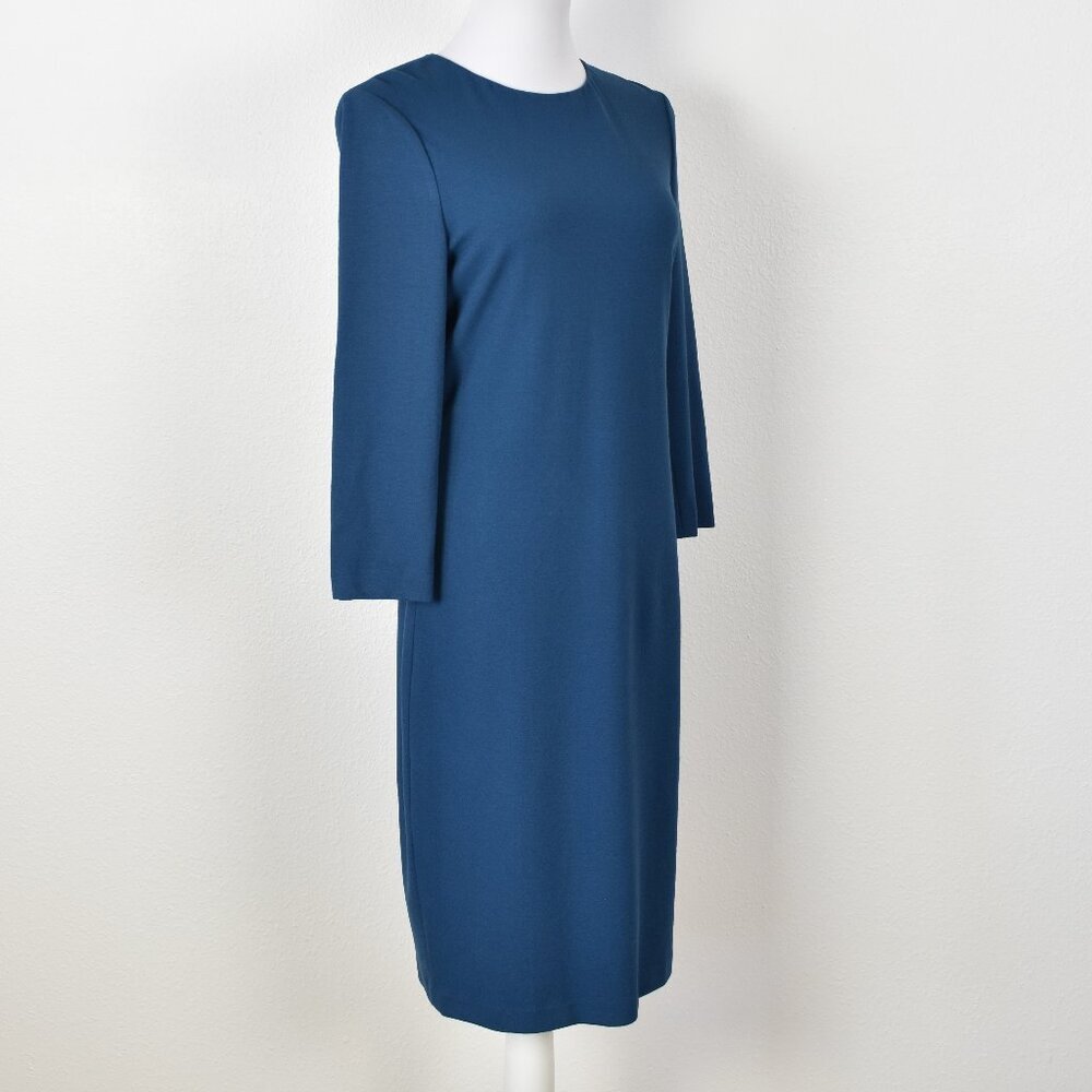 Vince 3/4 Sleeve Boucle Sheath Dress Teal Blue - M - Picture 7 of 9